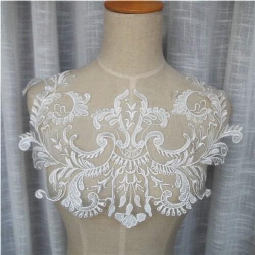 3 PCS Heavy Embroidered Tulle Lace Applique With Florals, Lace Bodice For Bridal Dress
