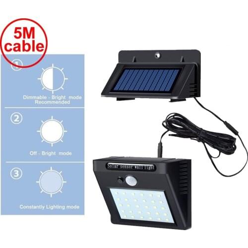 30 led 500lm solar light split mount pIR motion 3 sensor 2019 Path Lights New Sola I street wall indoor lamp bulb strings for p