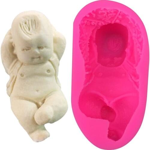 3D Lovely baby boy handmade soap mold chocolate cake decorating tools DIY baking fondant silicone mold T0384