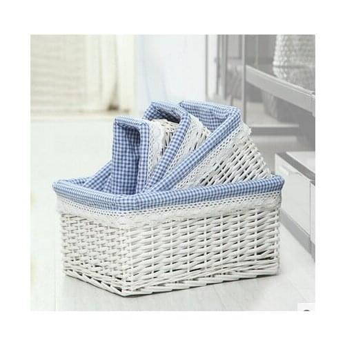 4PCS/PACK willow storage box organizer home decoration household sundries storage box bins grocery basket square box