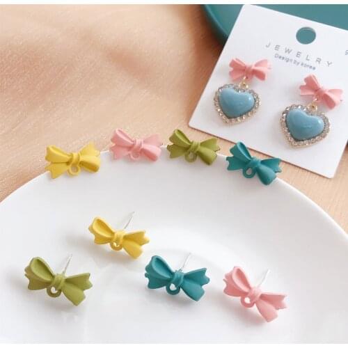 40pcs/lot DIY New alloy spray paint bowknot earrings charm DIY earrings pendant jewelry accessories materials