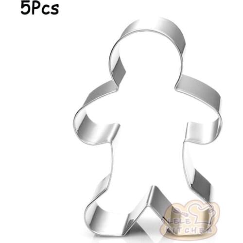 5Pcs/Set Christmas Gingerbread Man Biscuit Mold Cookies Mould Stainless Steel Cookie Frame Cutter Christmas Kitchen Baking Mold