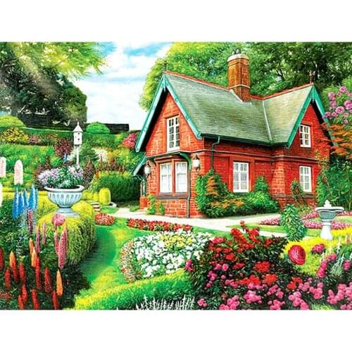 5D Diamond Painting Full Square/Round Red House Diamond Embroidery Garden Cross Stitch Rhinestones Picture Handicraft Gift