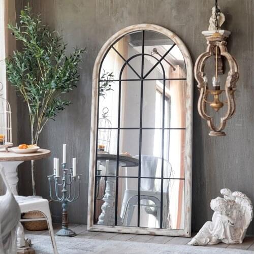 American Old Solid Wood Full-length Mirror Industrial Style Furniture and Clothing Store Homestay Living Room Retro Floor