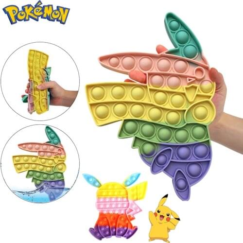 Anime Pokemon Go Pikachu Antistress Push Bubble Fidget Toys Kawaii Anti Stress Reliever Child Funny Fidget Gifts For Boys Girls