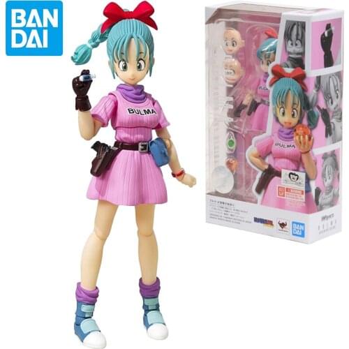 Bandai SHF Dragon Ball 15cm Childhood Bulma Anime Model Action Figure Adult Doll Decoration Toy Childrens Birthday Gift