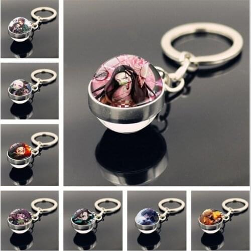 Anime KeyChain Demon Slayer Kimetsu No Yaiba Cartoon Acrylic Pendant Charms Accessories Gifts Agatsuma Zenitsu Cute Key Jewelry