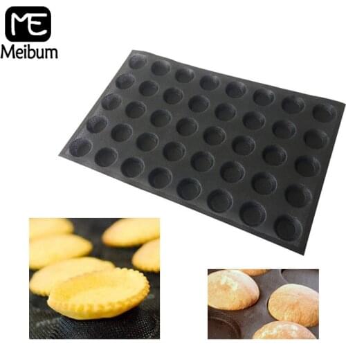 Meibum Black Porous 40 Cavity Silicone Mold Hamburger Cookie Puff Mould Round Bread Cake Tart Pan Non Stick Bakeware Baking Tool