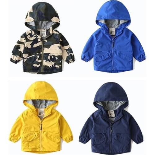 2-6 Years Kids Jacket Spring Autumn Childrens Windbreaker Korean Style Baby Solid Color Zipper Top Boys' Hooded Rush Suit