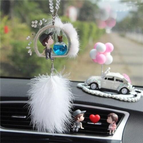 High-end Atmosphere Female Cute Rearview Mirror Pendant Creative Essential Oil Car Perfume Pendant Ornaments