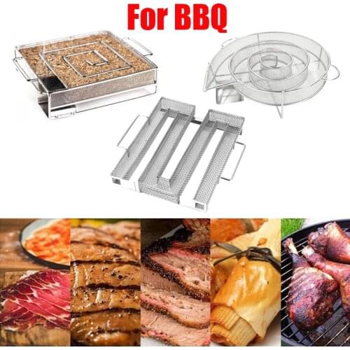 New Smoke Generator For BBQ Grill Or Smoker Wood Dust Hot And Cold Smoking Salmon Meat Burn Cooking Stainless BBQ Tools