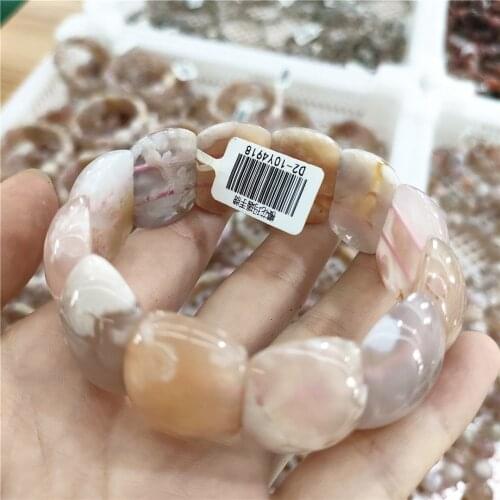 HOT Flower Agate crystal quartz stones And Minerals loose beads making jewelry bracelet Reiki Gifts 1pcs