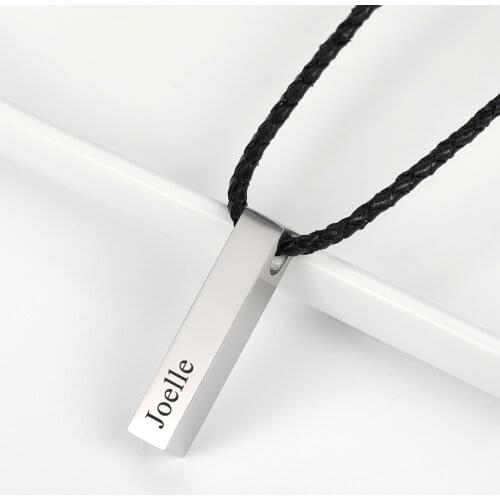 Custom DIY Name Pendant Necklace Personalized 3D Bar Necklaces For Women Stainless Steel Engraving Men Jewelry Family Gifts