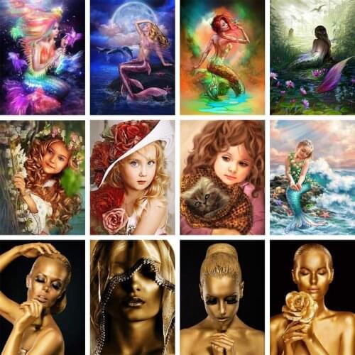 GATYZTORY Paint By Numbers For Adults Kids Mermaid DIY HandPainted Oil Painting Figure Picture Home Wall Decor Gift