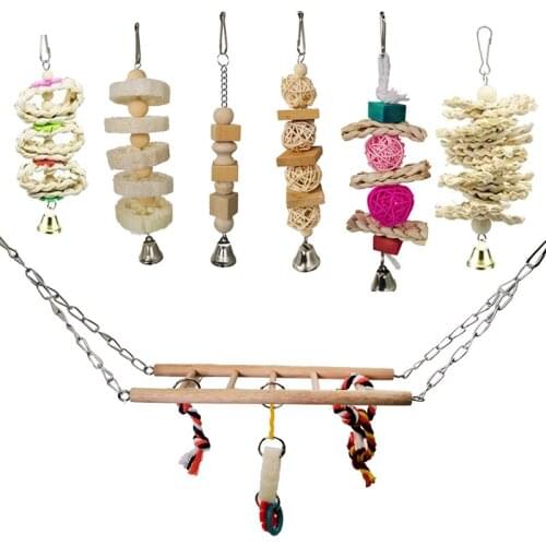 Bird Parrot Cage Toys, Hanging Bell Pet Bird Cage Hammock Swing Toys for Parrots