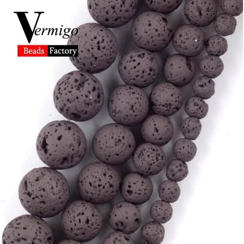 4mm-10mm Natural Dark Brown Hematite Lave Stone Round Beads for Jewelry Making Handmade Diy Women Men Jewellery Wholesale