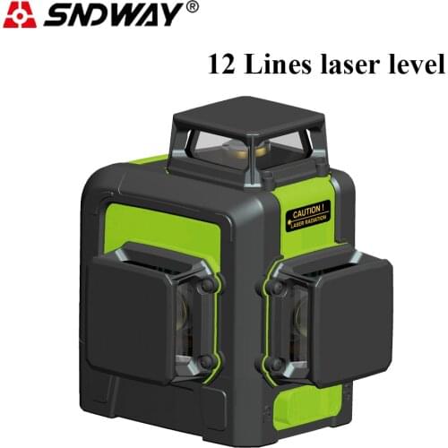 Sndway 12 Lines Laser Level Red/Green Beam 2 Lines Vertical and Horizontal 3D Automatic Self Leveling 360 Degree Leveler