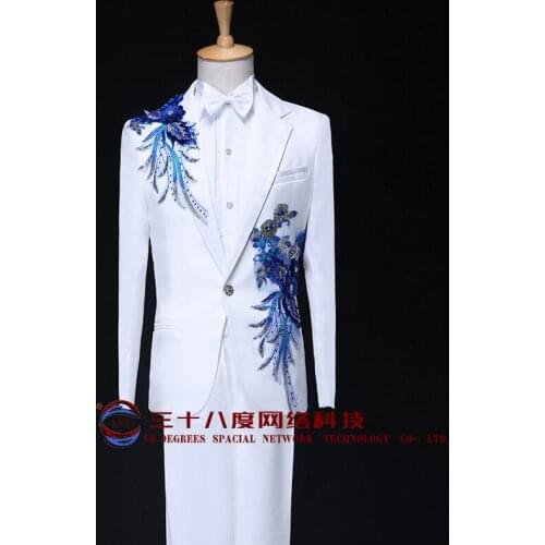 Hot New 2021 Fashion Paillette Suits Men Formal Costume Singer Stage Performances Clothing Host Groom Wedding Dress