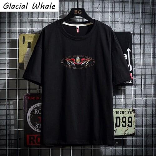 GlacialWhale Mans Oversized T-shirt Men Summer Top Graffiti T-shirts Harajuku Chinese Style Tshirt Male Black T Shirt For Mens