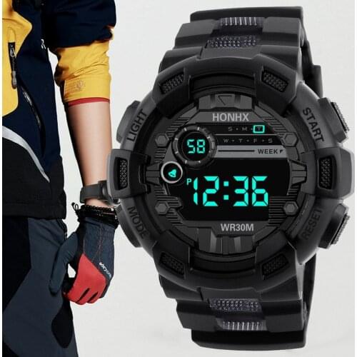 Ins Digital Display Black Gold Mens Sports Electronic Watch Environmental Protection Material Waterproof and Drop-proof Watch