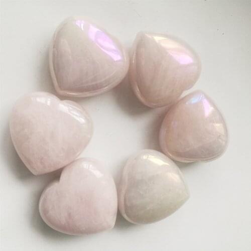 Natural pink rose quartz crystal love heart Polished healing
