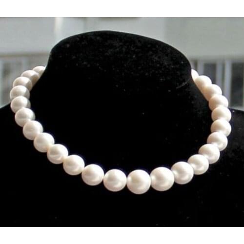 Charming AAA 18" 12-13mm real natural south sea white pearl necklace gold CLASP>Selling jewerly free shipping