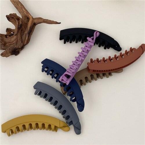 Solid Color Frosted Banana Clip Fashion Ponytail Holder Hair Clips Hairpins Barrettes Womens Hair Accessories