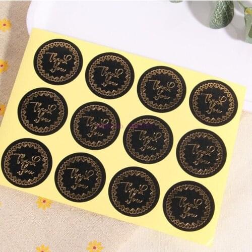 By DHL 1000sheet Cute Gold Thank you Love Round Black Handmade Sealing Label Kraft Sticker Bicycle Stickers