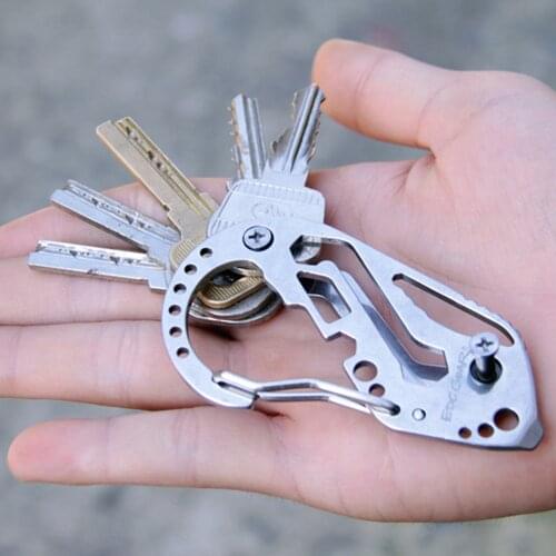 Stainless Steel Bottle Opener Keychain Gear Pocket Suspension Clip Hanger Tool Key Ring Keychain Multi-function Key Clip Pocket
