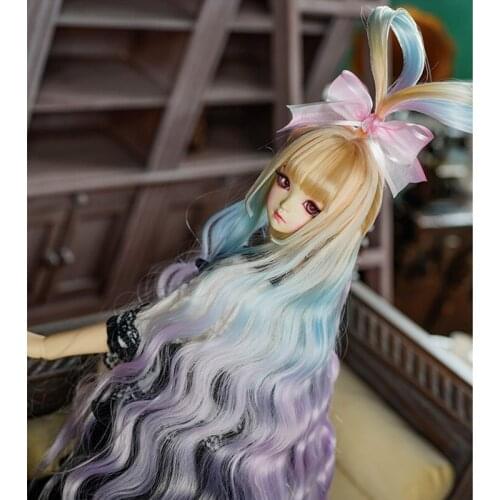 1/3 Bjd Wig 8-9'' for Smart Doll/DD/SD/MDD,1/6 Blythe Wig 6-7'',Long Curly Wig Multicolor Doll Hair for Dolls