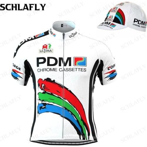 PDM 1992 Man Retro Cycling Jersey Short Sleeves CLASSIC RED Jersey maillot ciclismo schlafly Cycling cap