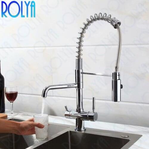 2020 Professional Spring tri flow Kitchen Faucet with pullout sprayer 3 way water filter tap
