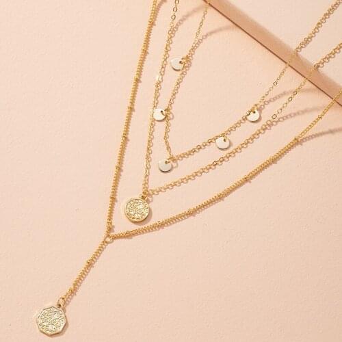 Luxury Fashion Multilayer Ring Tag Clavicle Chain Necklace Gold Color Necklaces For Women Jewelry Accessories Gifts