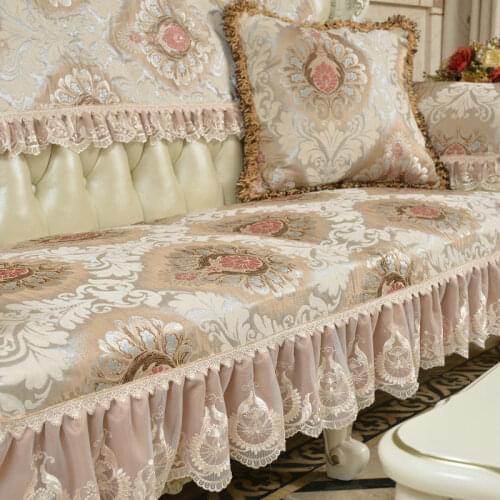 European Luxury Flower Lace Sofa Cover 3 Seater Slipcover Couch Chaise Lounge Anti-slip Protector Furniture Armrest Chair Towel
