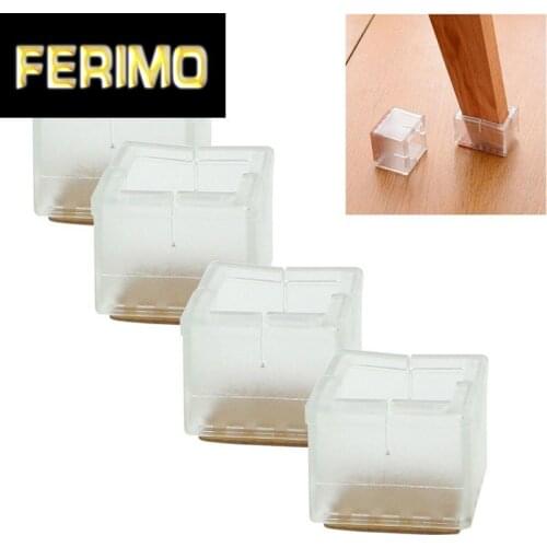 High Quality 4pcs Silicon gel Square Chair Leg Caps Rubber Feet Protector Pads Furniture Table Covers Dropshipping
