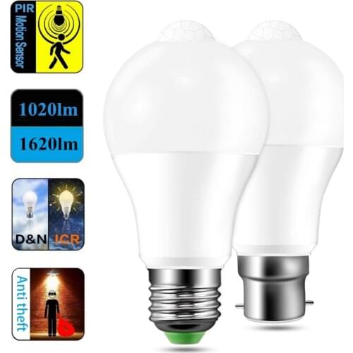 PIR Motion Sensor LED Bulb E27 12W 18W AC85-265V B22 Led Light Bulb IP42 Auto ON/OFF Motion Sensor Lamp for Home Garden Lighting
