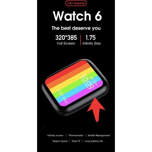 T500+ 1.75 inch Series 6 Full Touch Screen For Apple Watch Android IOS pk haylouwatch smart watches 2021