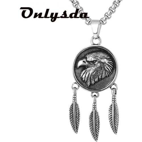 Punk Animal Eagle Pendant Necklace For Men Male Stainless steel Chains Gothic jewelry Party Gift OSDZ143
