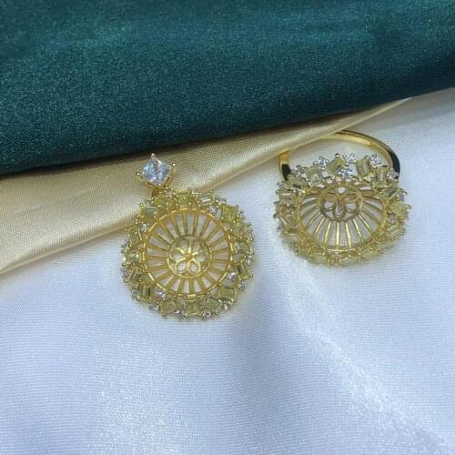 Gorgeous 925 Sterling Silver Pendant and Ring Mountings Findings Base Jewelry Set Mounts Settings Parts for Pearls Beads Crystal