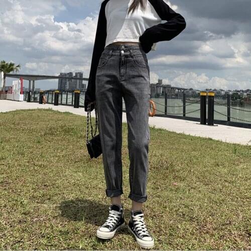 Vintage Y2k High Waist Straight Jeans Pant for Women Streetwear Loose Female Denim Jeans Buttons Ladies Trouser Pantalon Femme