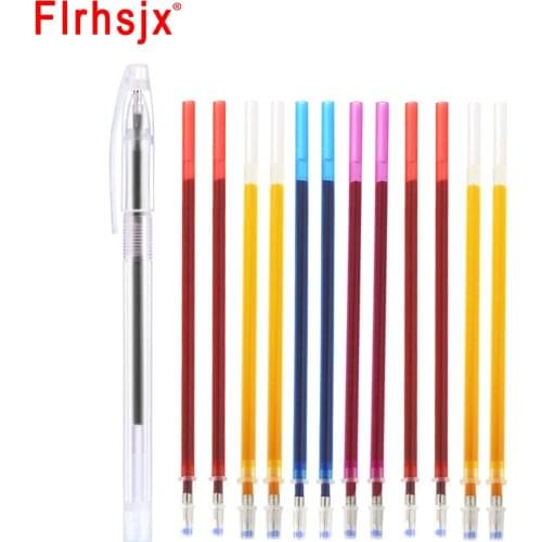 10pcs Water Erasable Ink Disappearing Fabric Marker Refill with 1pc Pen Holder Water Soluble Marker Pen for Fabric Dressmaking