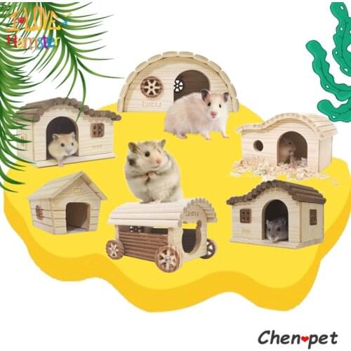 High Quality Natural Hamster Wood Shed House Small Animal Cage Accessories Chinchillas Toys