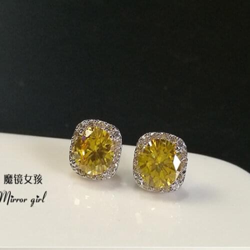 Colorful zircon ear pin exquisite small earrings super flash zircon temperament simple wild earrings jewelry drill for female