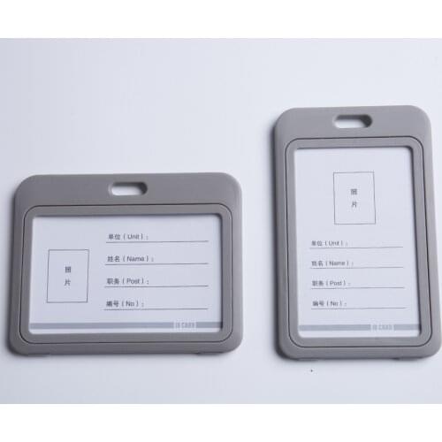 1pc Double-sided Clear 2 Styles Plastic Credentials Card Holder with Lanyard for School Office Students ID Pass Badges Protector
