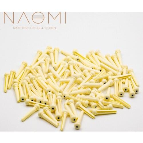 NAOMI 100PCS Acoustic Guitar Pins Accessories Acoustic Guitar Bridge Pins White Guitar Parts Accessories New