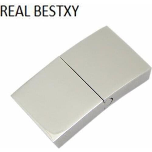 2 pcs/lot Handmade Glossy & matt color 15*3.2mm hole stainless steel flat magnetic clasps for leather bracelet making diy clasp