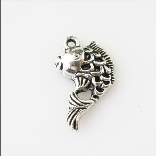 25 New Animal Carp Fish Tibetan Silver Tone Charms Pendants 12x20mm