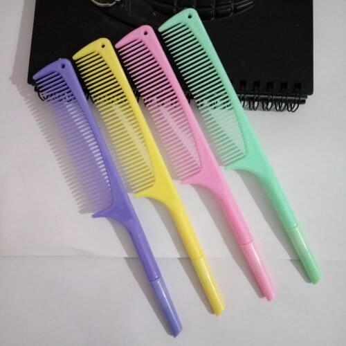 300 PCS Student School Office Supplies Ballpoint Pen 0.7mm Blue Ink Ball Pen Cute Girl Comb Shape Novel Peculiar Gift Pen