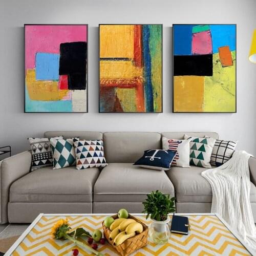 Abstract Geometric Colorful Oil Painting Canvas Painting Posters Prints Cuadros Wall Art for Living Room Home Decor No Frame