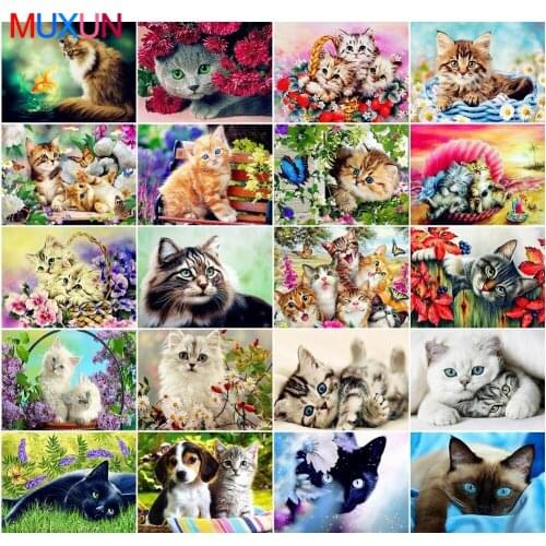 Muxun Diamond Mosaic Cat Diamond Painting Animal Rhinestone Diy Full Square Round Diamond Embroidery Home Decoration Gift Rp154